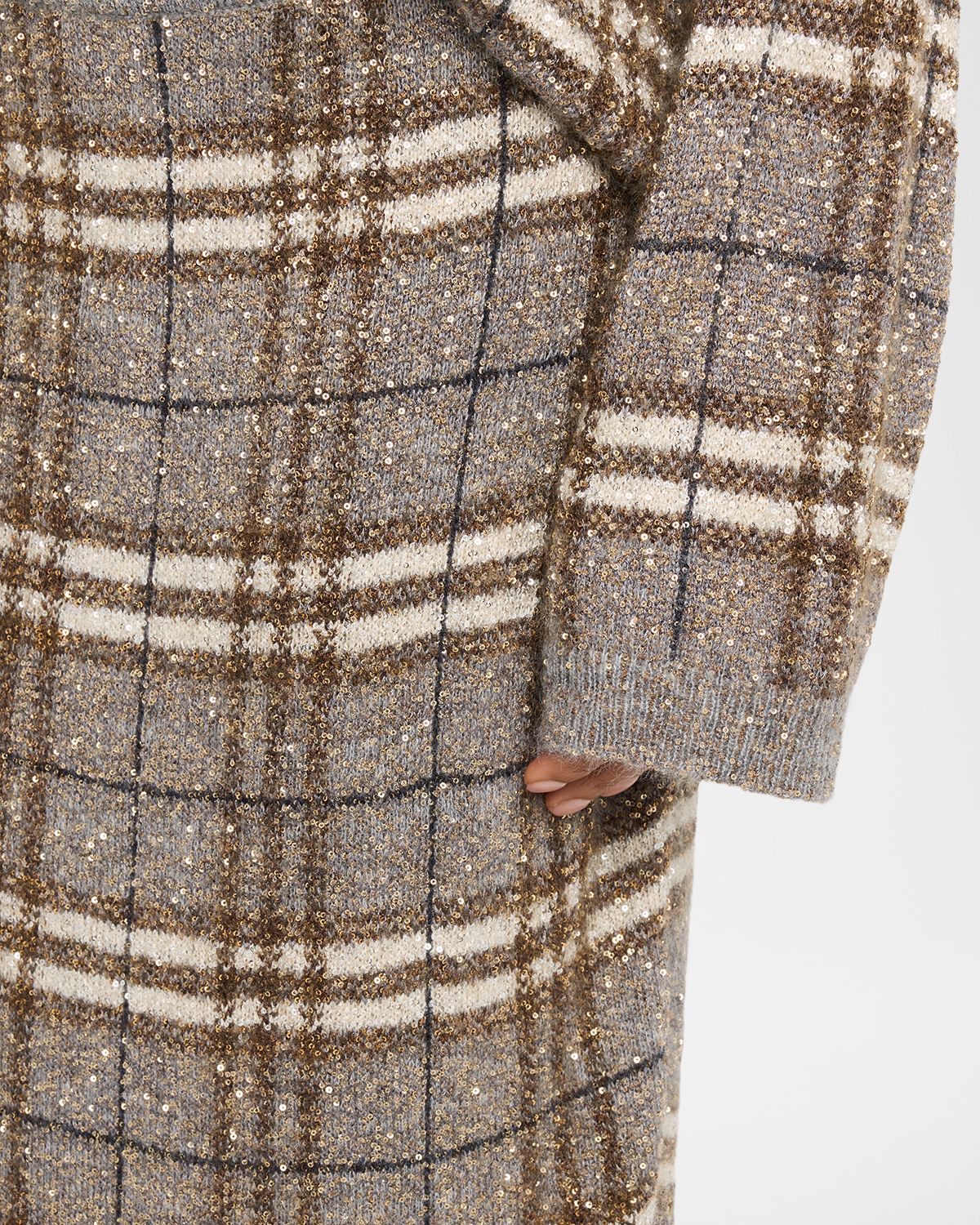 Brunello Cucinelli Shimmering Check Knit Maxi Skirt | Thumbnail 5