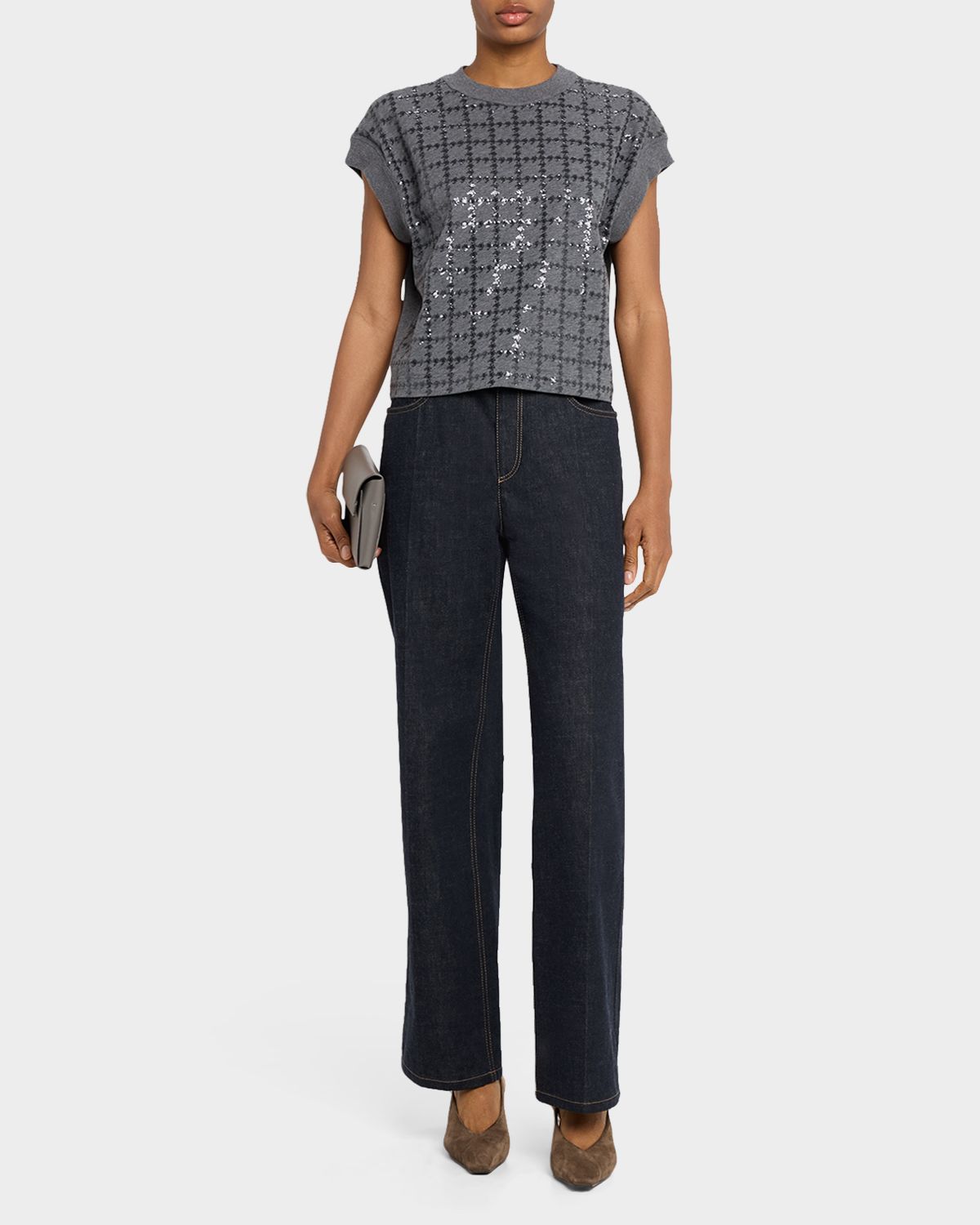 Brunello Cucinelli Micro Sequin Cotton Tank Top | Thumbnail 2 Brunello Cucinelli Micro Sequin Cotton Tank Top | Thumbnail 2