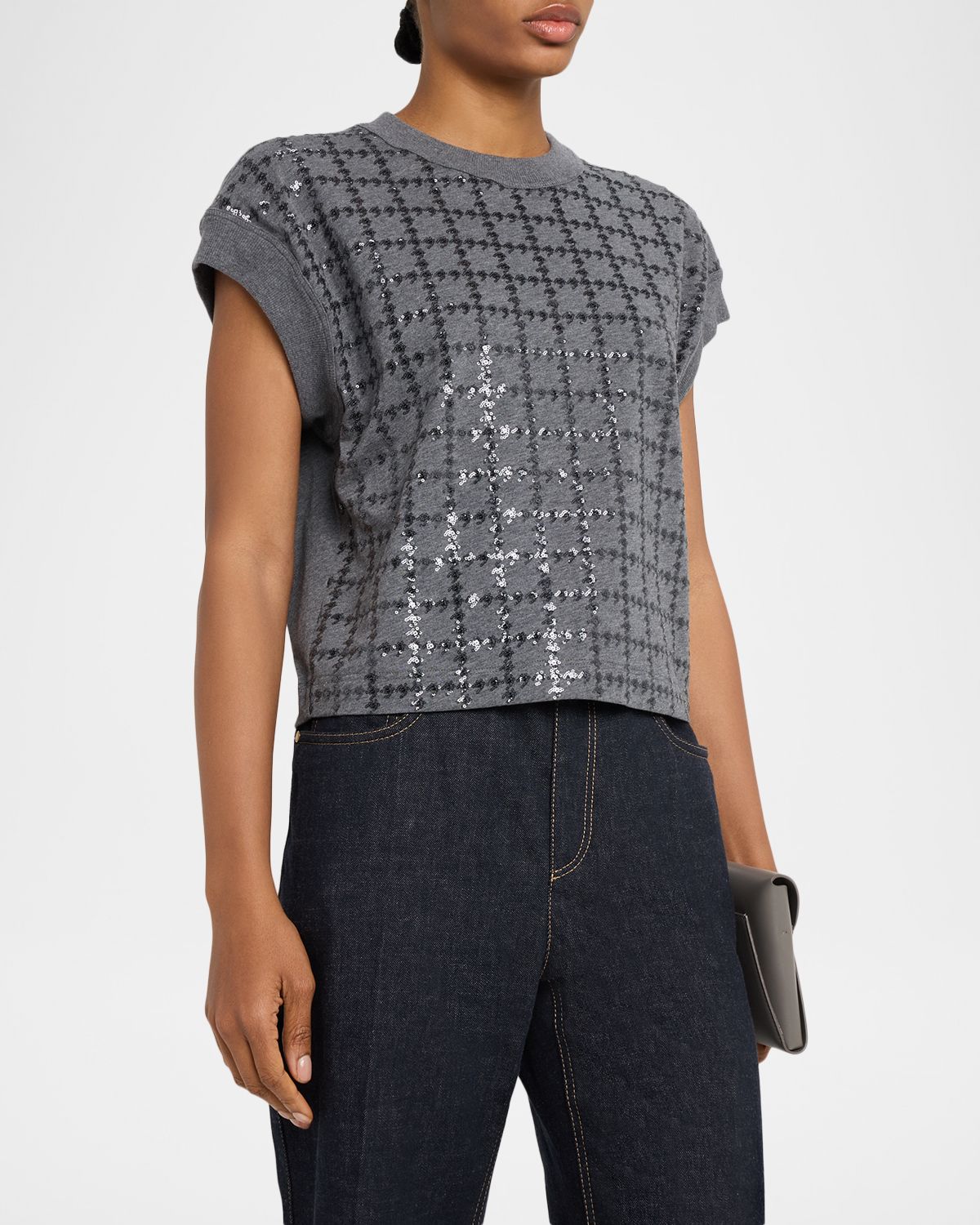 Brunello Cucinelli Micro Sequin Cotton Tank Top | Thumbnail 4 Brunello Cucinelli Micro Sequin Cotton Tank Top | Thumbnail 4