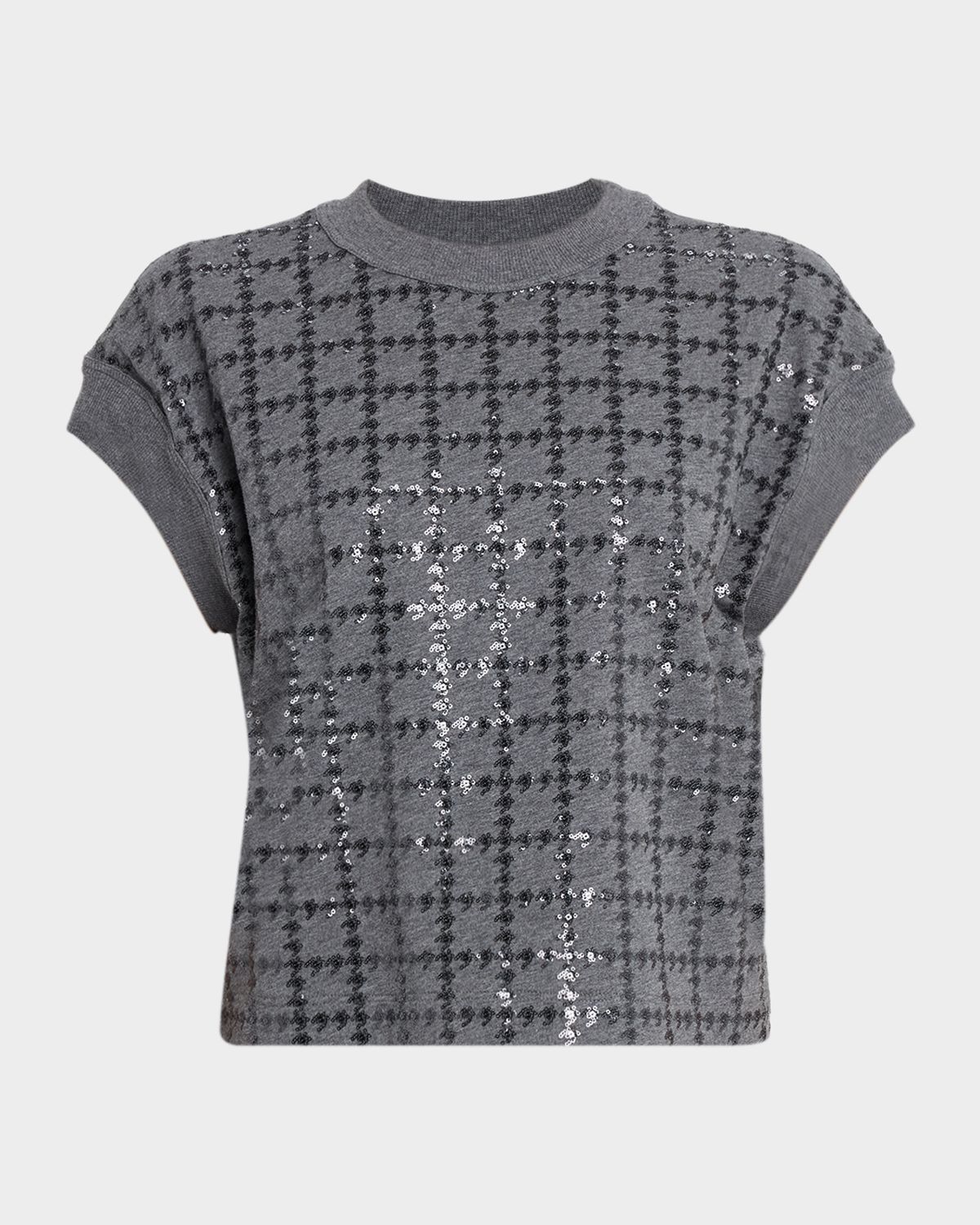 Brunello Cucinelli Micro Sequin Cotton Tank Top