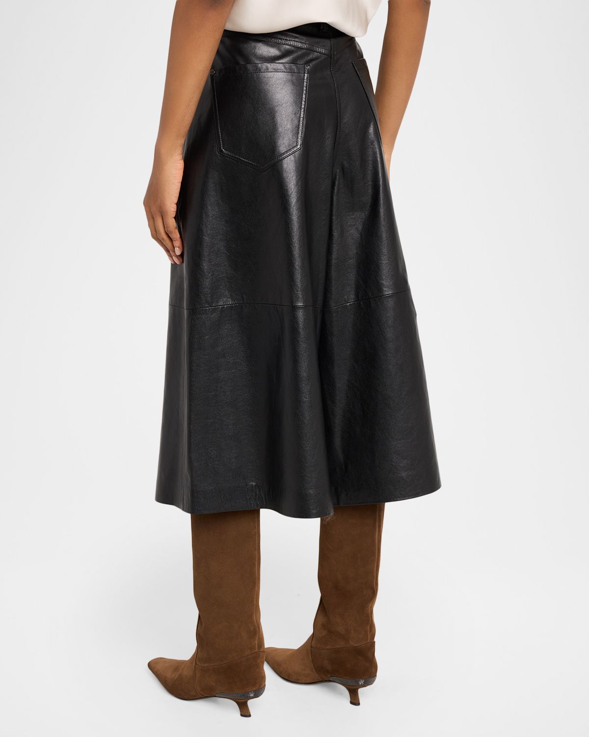 Brunello Cucinelli Wide-Leg Cropped Leather Pants | Thumbnail 3