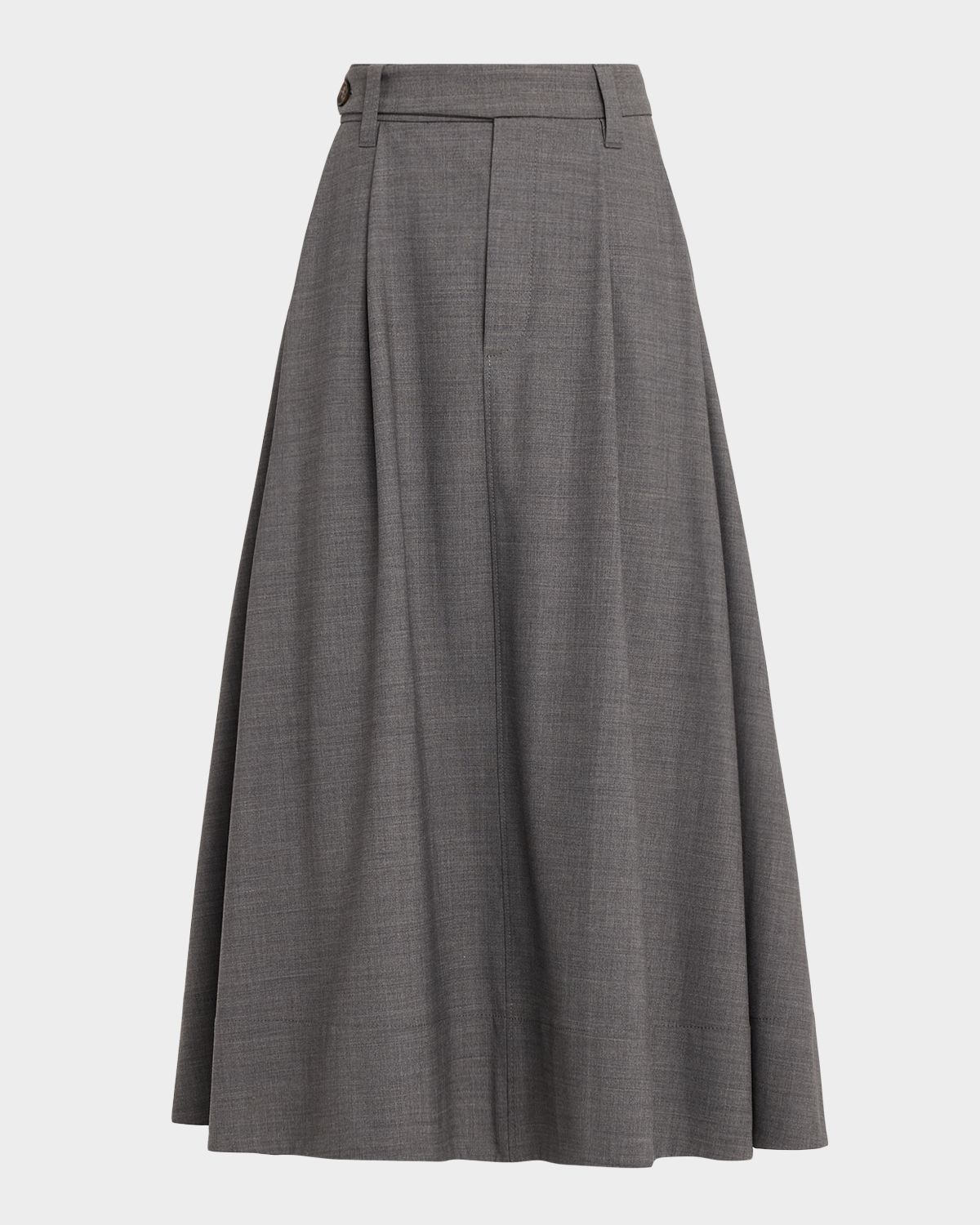 Brunello Cucinelli Virgin Wool A-Line Midi Skirt - Women's Clothing