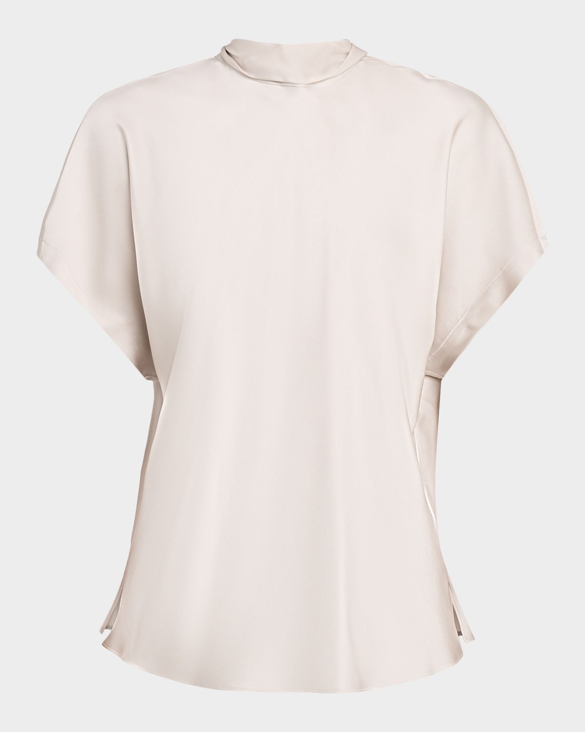 Brunello Cucinelli Back-Tie Short-Sleeve Silk Blouse