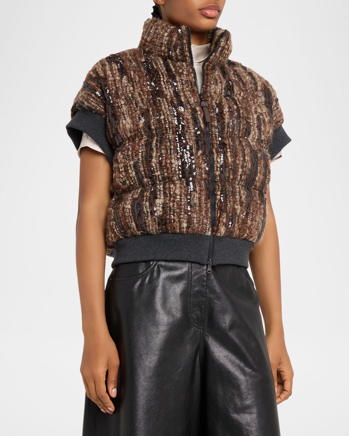 Brunello Cucinelli Paillette Mohair Boucle Padded Vest | Thumbnail 4 Brunello Cucinelli Paillette Mohair Boucle Padded Vest | Thumbnail 4