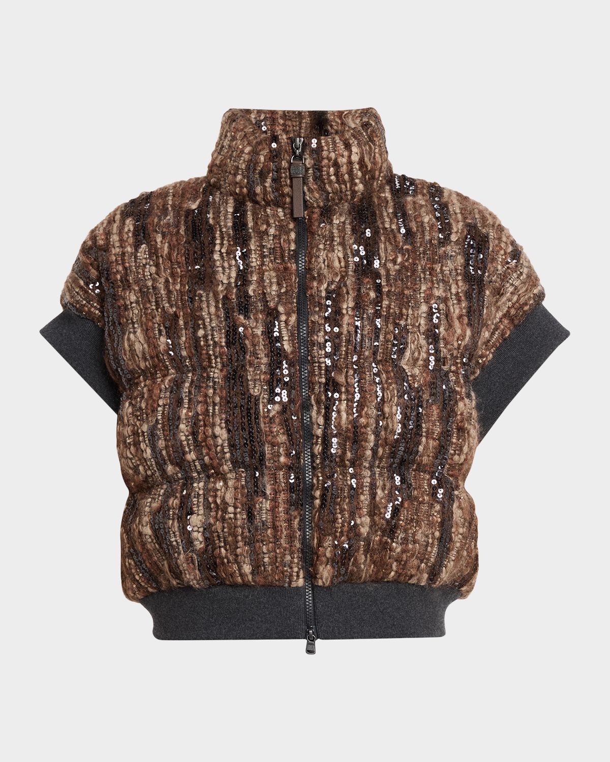Brunello Cucinelli Paillette Mohair Boucle Padded Vest