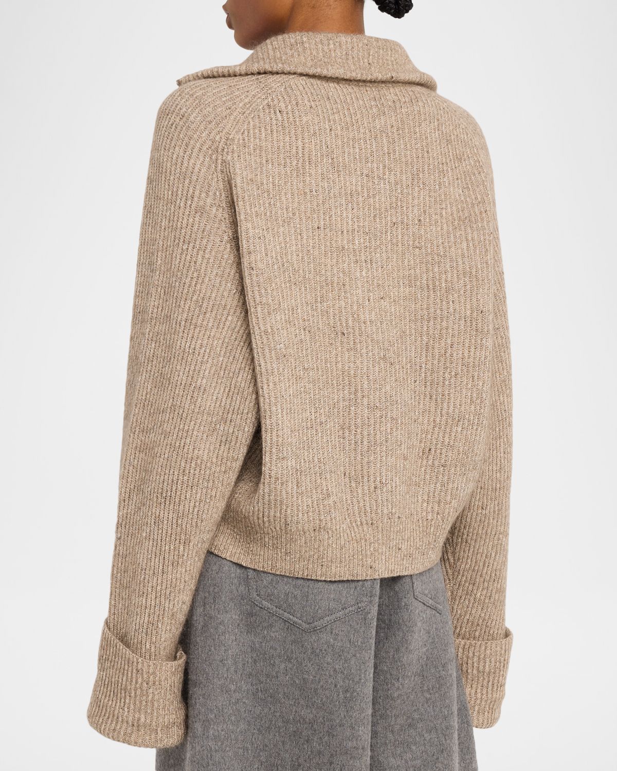 Brunello Cucinelli Cashmere-Mohair Ribbed Zip-Up Cardigan | Thumbnail 3