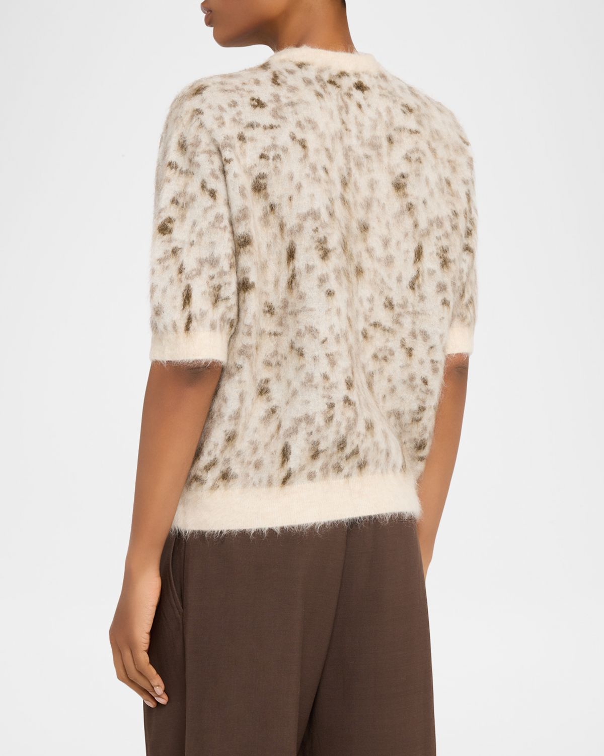 Brunello Cucinelli Cashmere-Wool Speckled Short-Sleeve Sweater | Thumbnail 3 Brunello Cucinelli Cashmere-Wool Speckled Short-Sleeve Sweater | Thumbnail 3