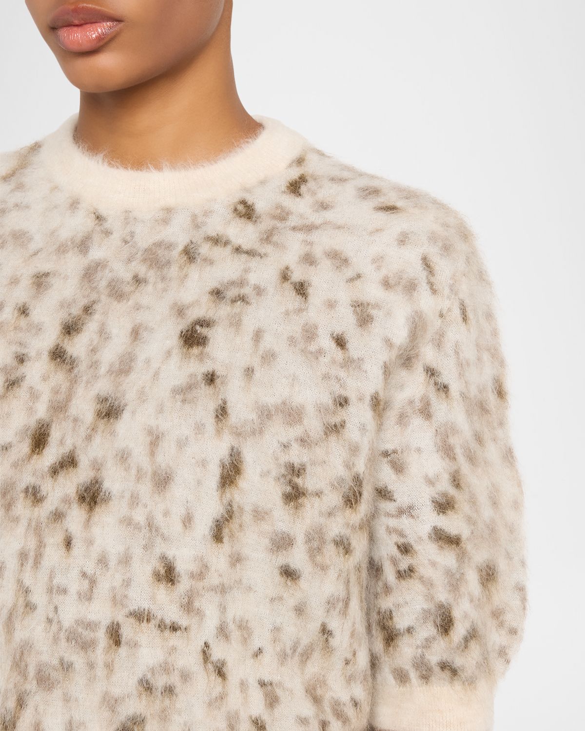 Brunello Cucinelli Cashmere-Wool Speckled Short-Sleeve Sweater | Thumbnail 5 Brunello Cucinelli Cashmere-Wool Speckled Short-Sleeve Sweater | Thumbnail 5