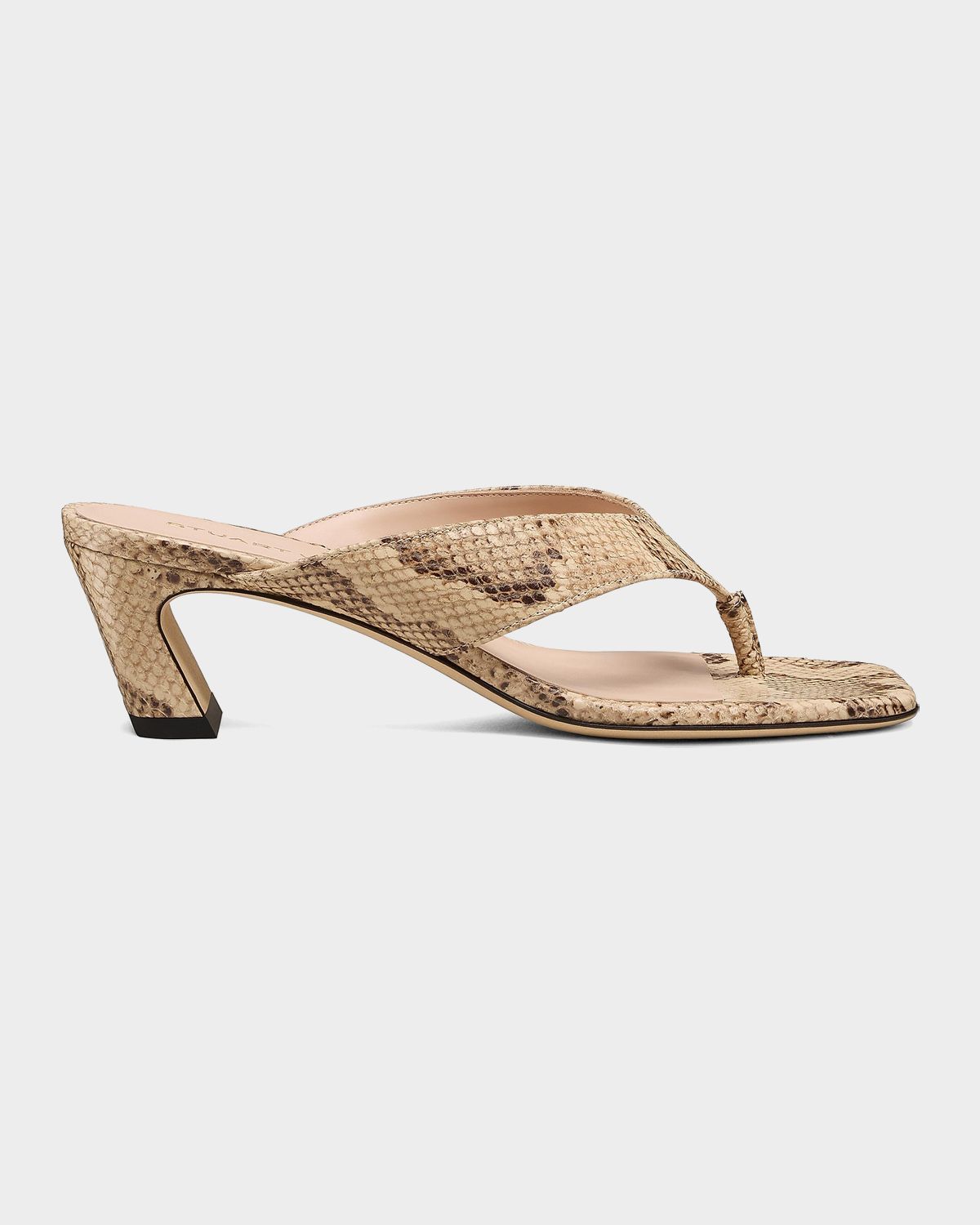 Stuart Weitzman 50mm Stassi Snake-Embossed Leather Thong Sandals