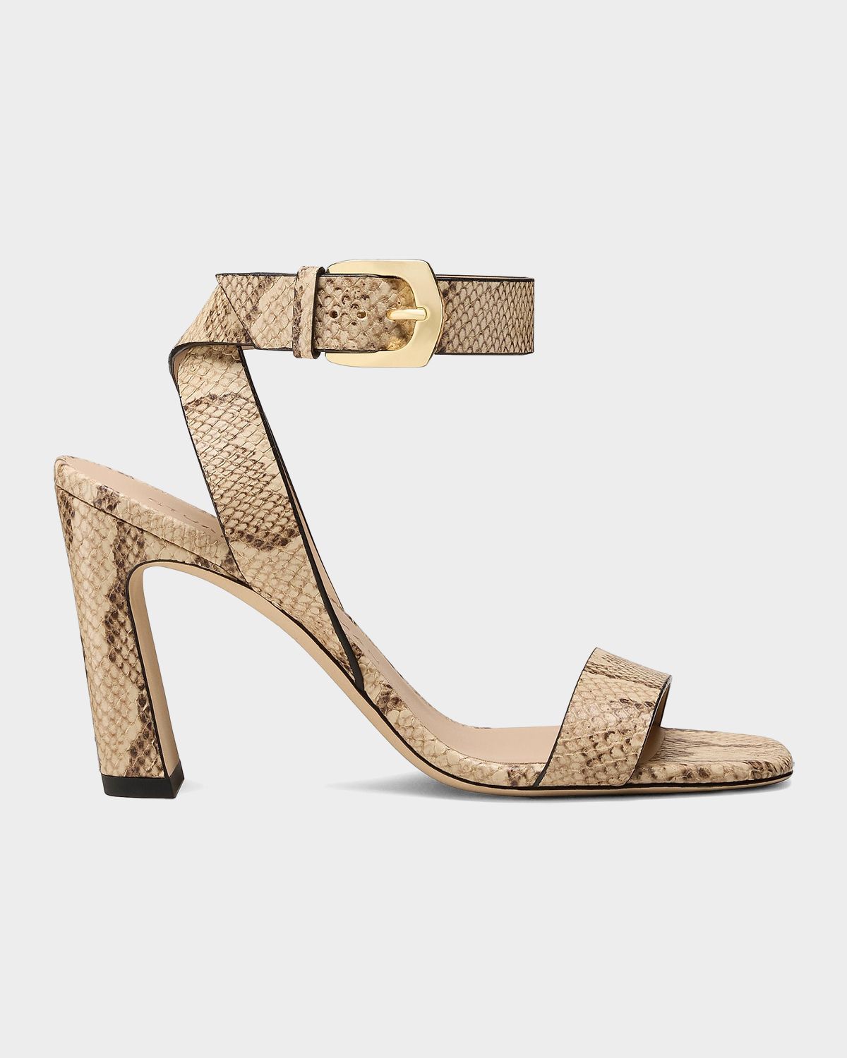 Stuart Weitzman 85mm Sai Snake-Printed Leather Ankle-Strap Sandals