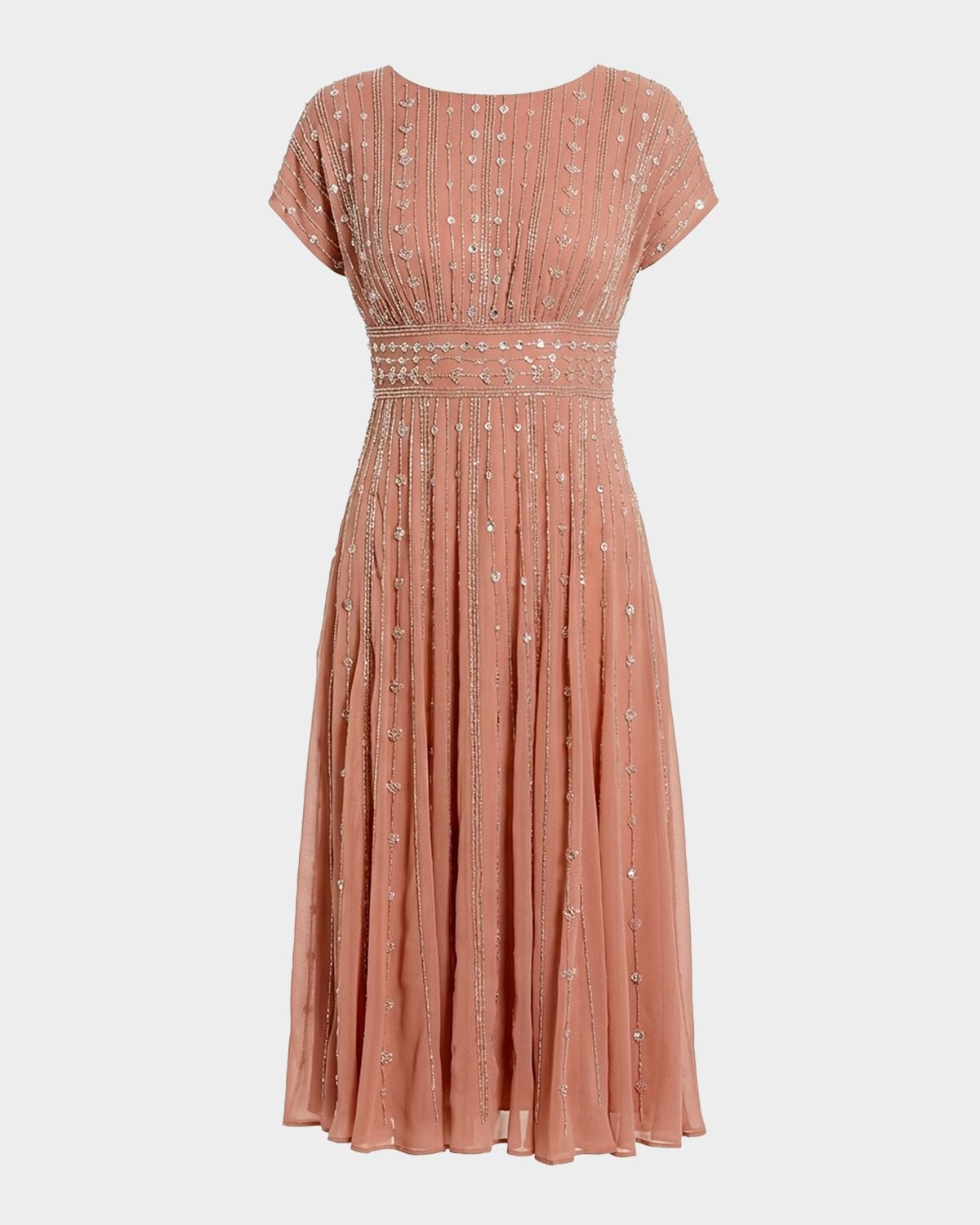 Mac Duggal Beaded Chiffon Midi Dress