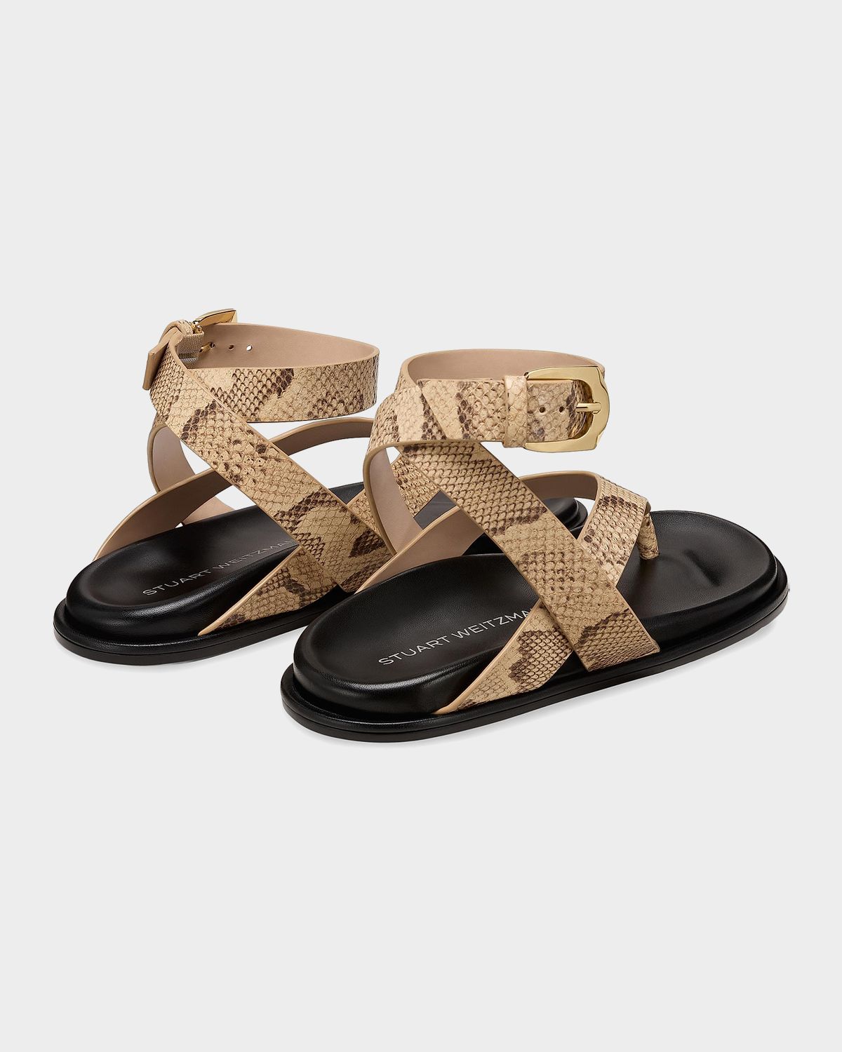 Stuart Weitzman MaryKate Snake-Printed Leather Sandals