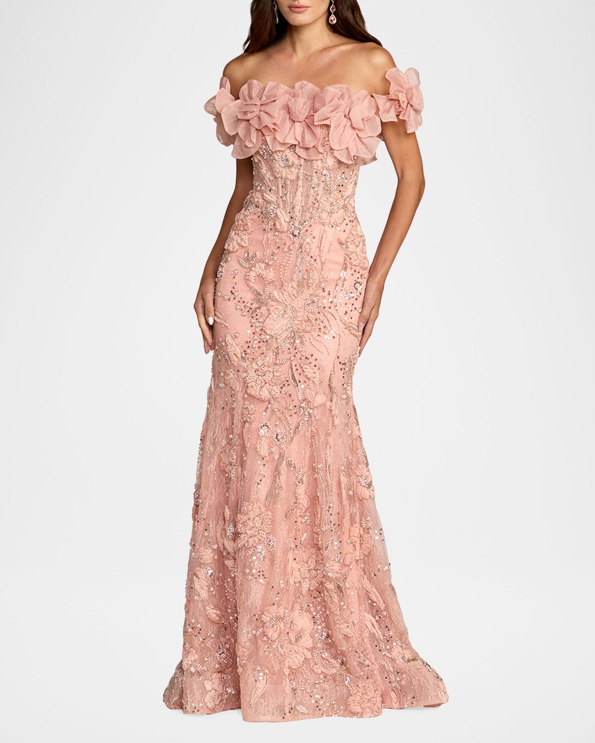 Mac Duggal Floral Embroidered Trumpet Gown | Thumbnail 5 Mac Duggal Floral Embroidered Trumpet Gown | Thumbnail 5
