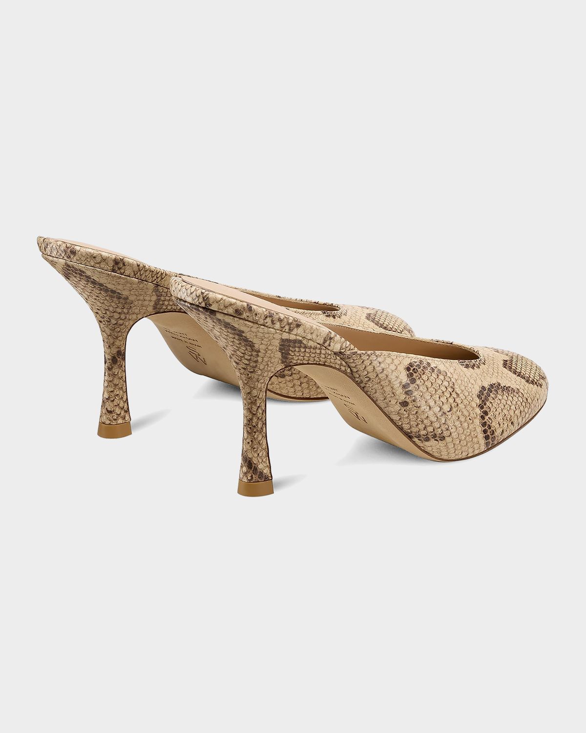 Stuart Weitzman 85mm Madison Snakeskin-Print Leather Mule Pumps