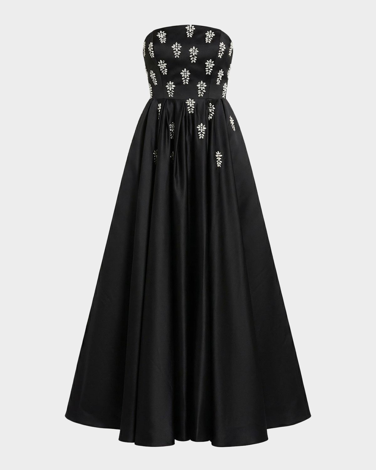 Mac Duggal Embellished Satin Strapless Tea-Length Dress