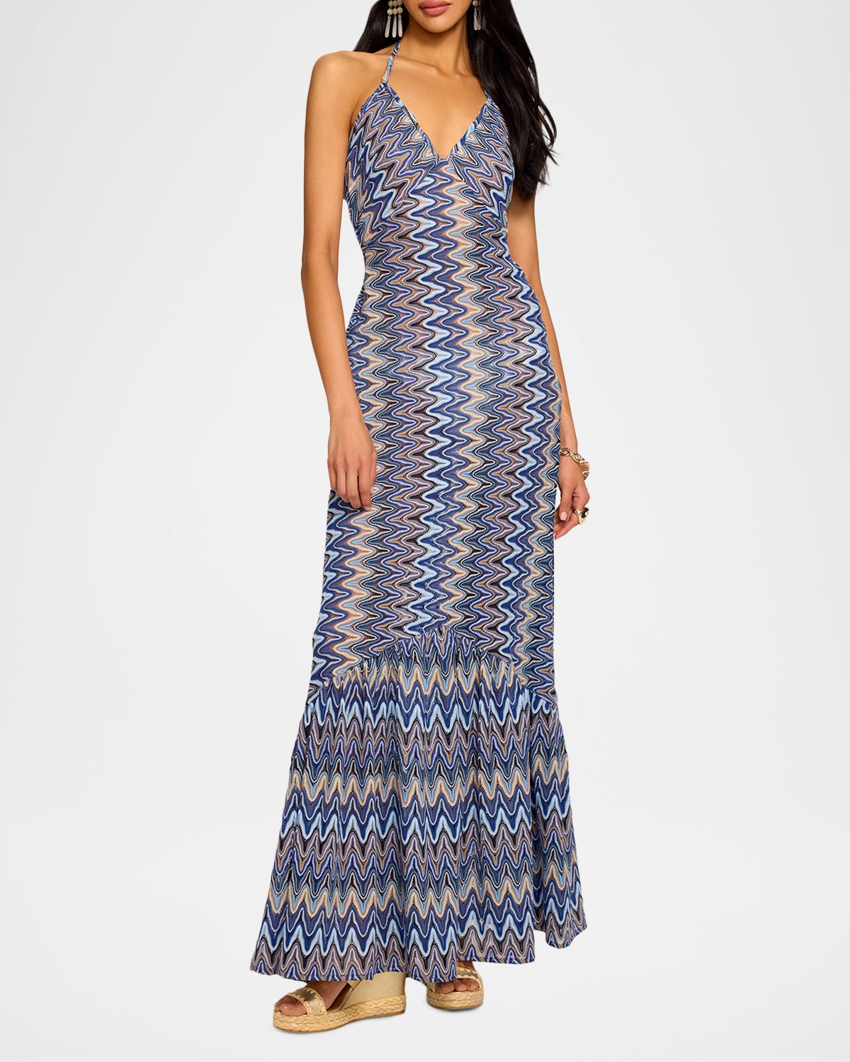 Ramy Brook Delilah Chevron Halter Maxi Dress | Thumbnail 4 Ramy Brook Delilah Chevron Halter Maxi Dress | Thumbnail 4