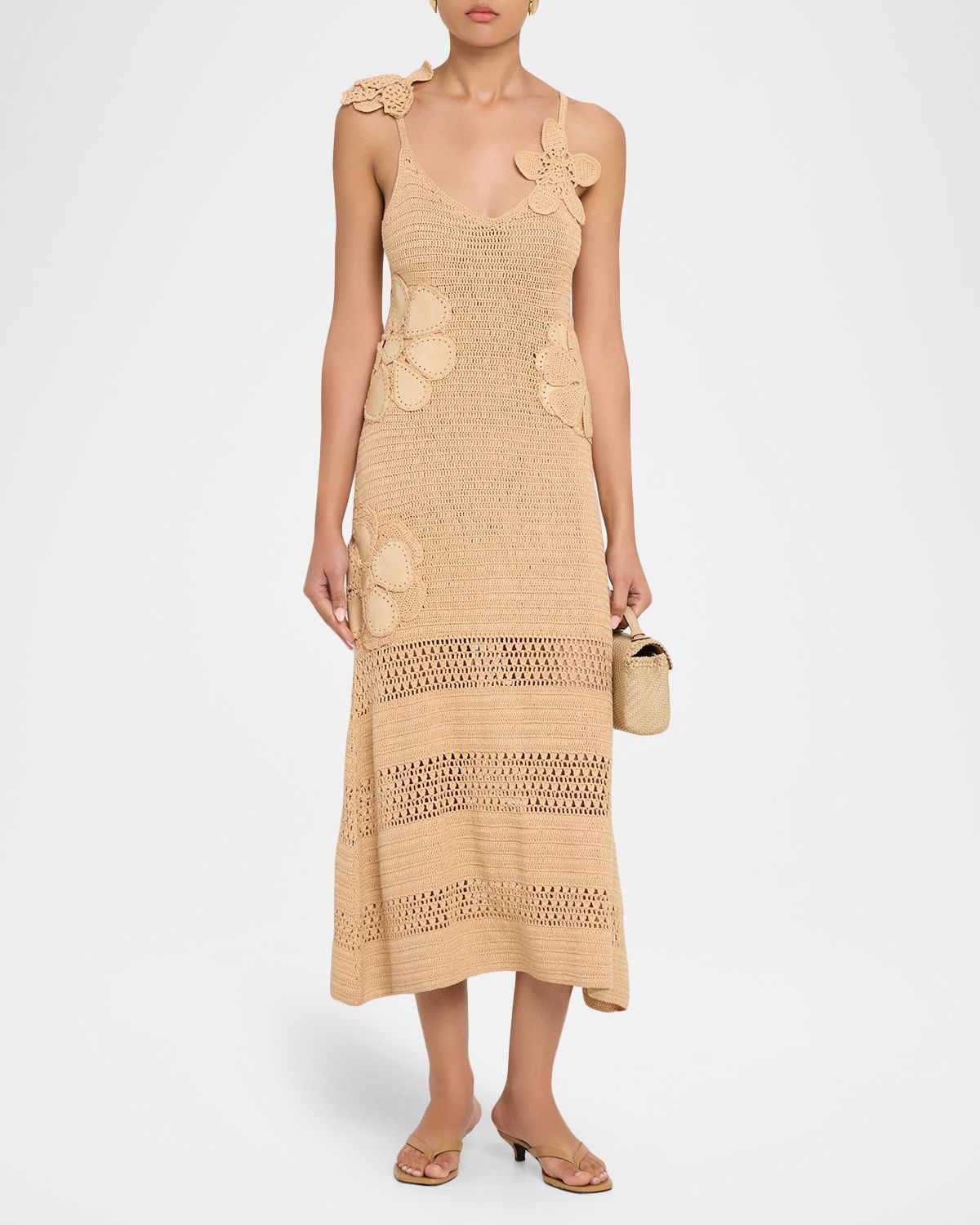 Ramy Brook Camille Floral Crochet Midi Dress