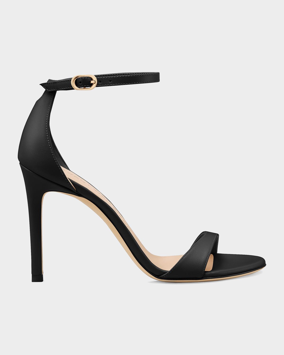 Stuart Weitzman 100mm Nudist II Leather Ankle-Strap Sandals