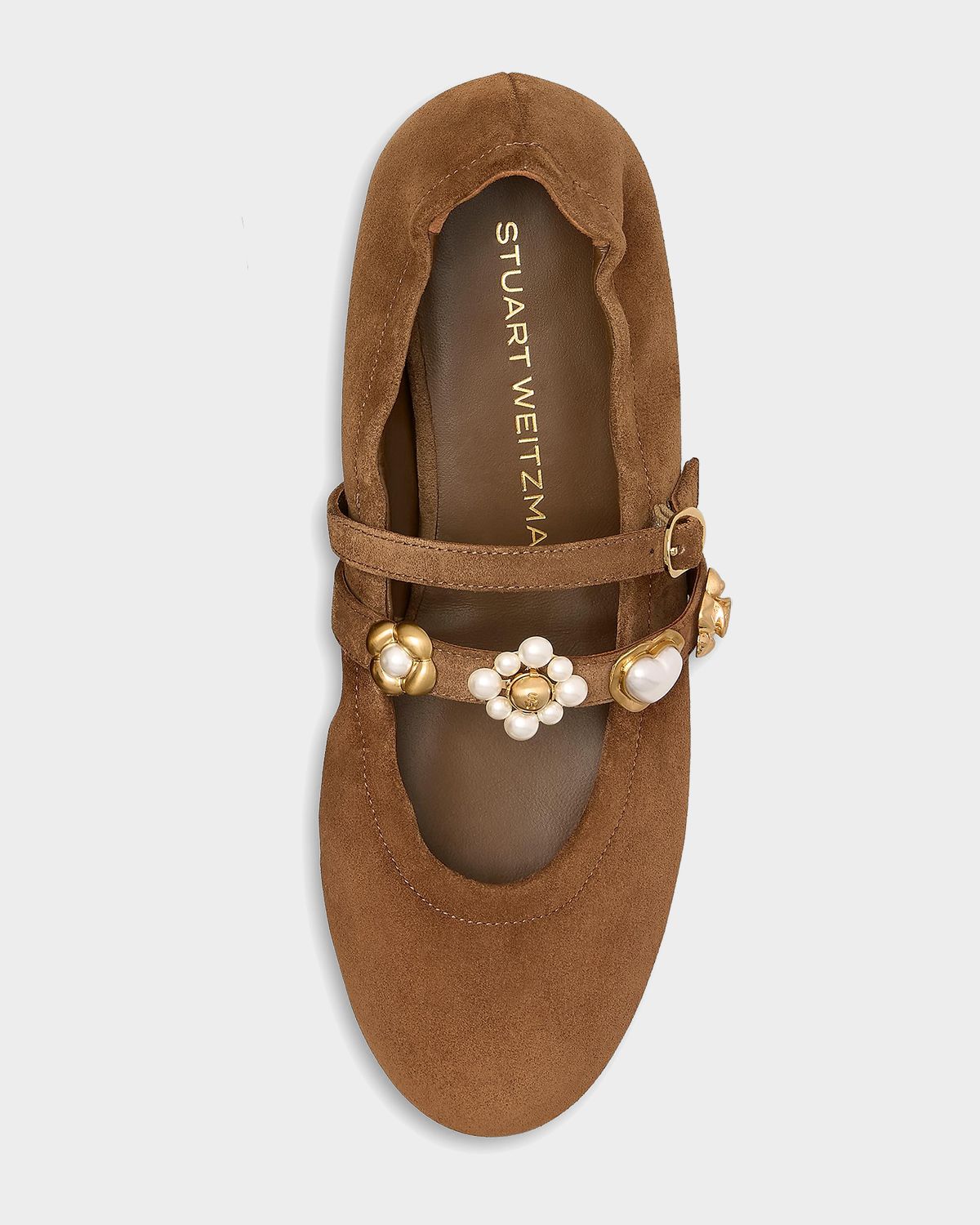 Stuart Weitzman Socharming Suede Mary Jane Ballerina Flats