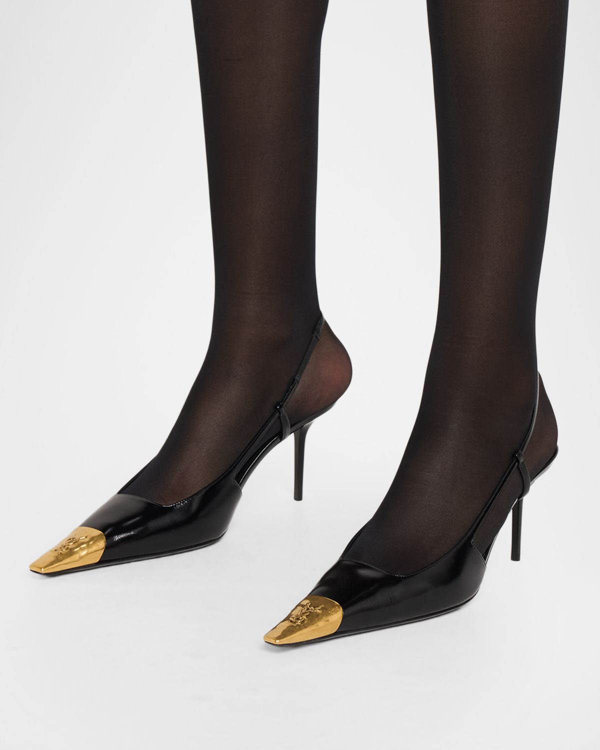 Saint Laurent 75mm Jeanne Leather Slingback Pumps