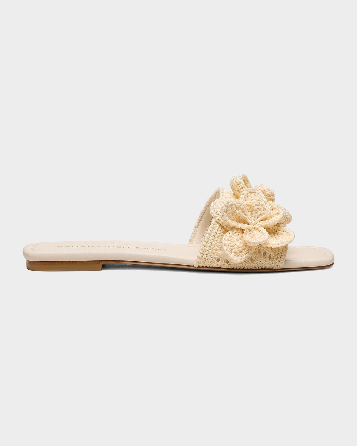 Stuart Weitzman Lotus Crochet Flat Slide Sandals