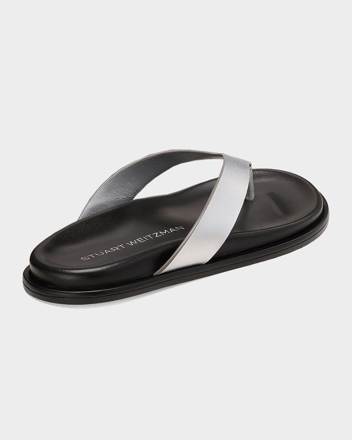 Stuart Weitzman Mary Kate Metallic Leather Thong Sandals