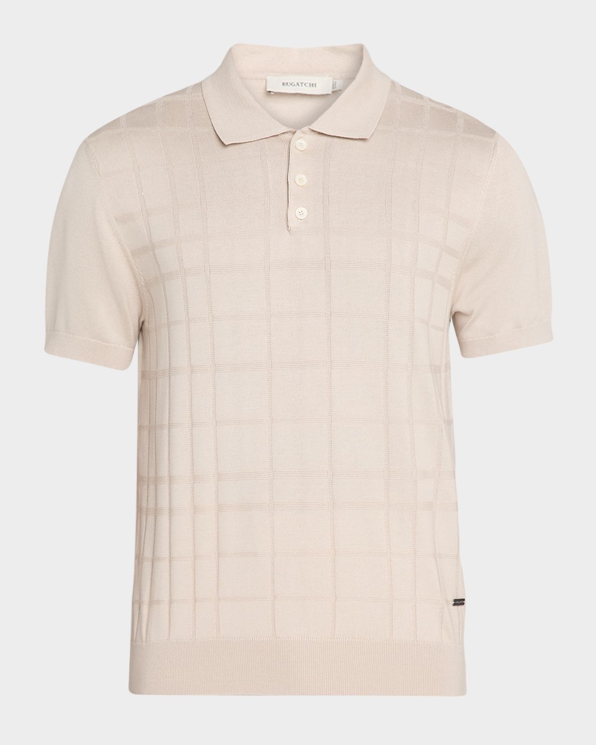 Bugatchi Men 's Textured Grid Short-Sleeve Polo Sweater