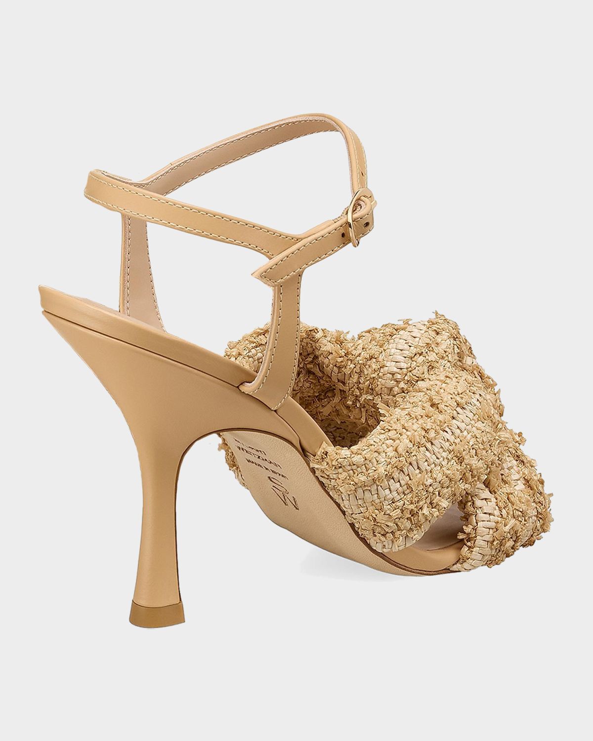Stuart Weitzman 100mm Soplaya Raffia Ankle-Strap Sandals
