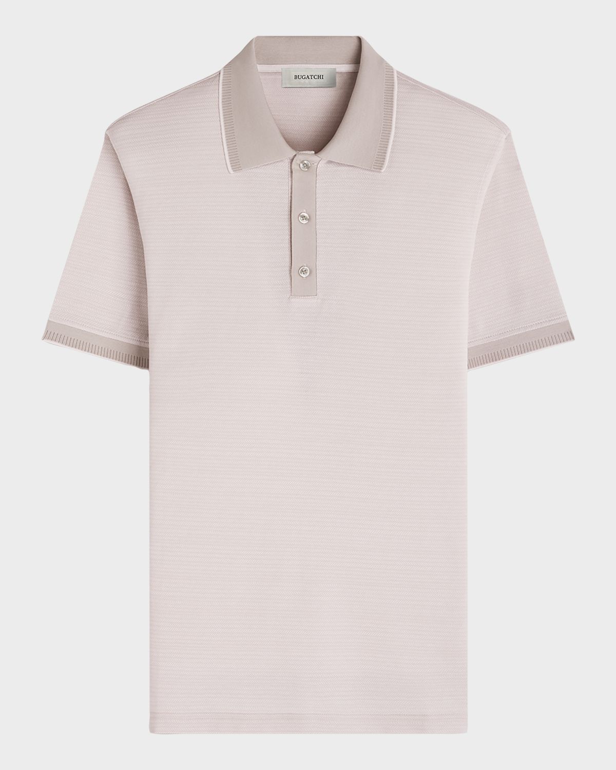 Bugatchi Men 's Three-Button Micro-Herringbone Polo Shirt