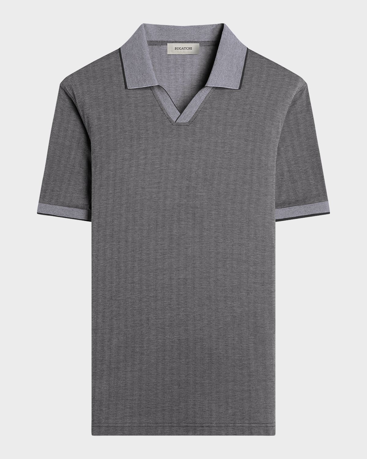 Bugatchi Men 's Performance Micro-Herringbone Johnny Collar Polo Shirt
