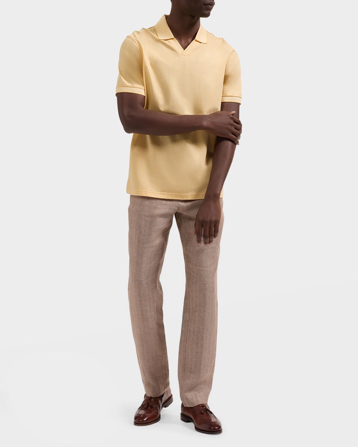 Bugatchi Men 's Performance Micro-Herringbone Johnny Collar Polo Shirt | Thumbnail 6 Bugatchi Men 's Performance Micro-Herringbone Johnny Collar Polo Shirt | Thumbnail 6