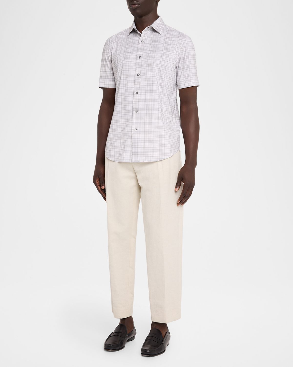 Bugatchi Men 's Miles OoohCotton Plaid Short-Sleeve Shirt