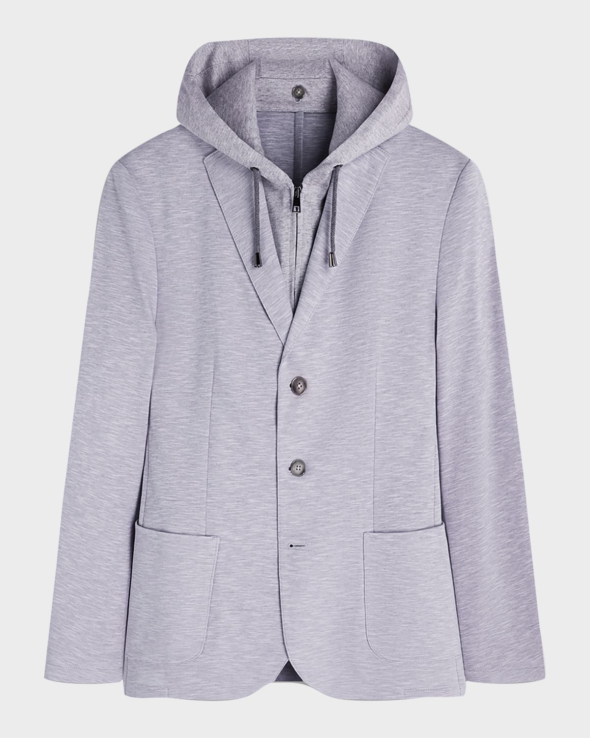 Bugatchi Men 's Three-Button Blazer with Hooded Bib