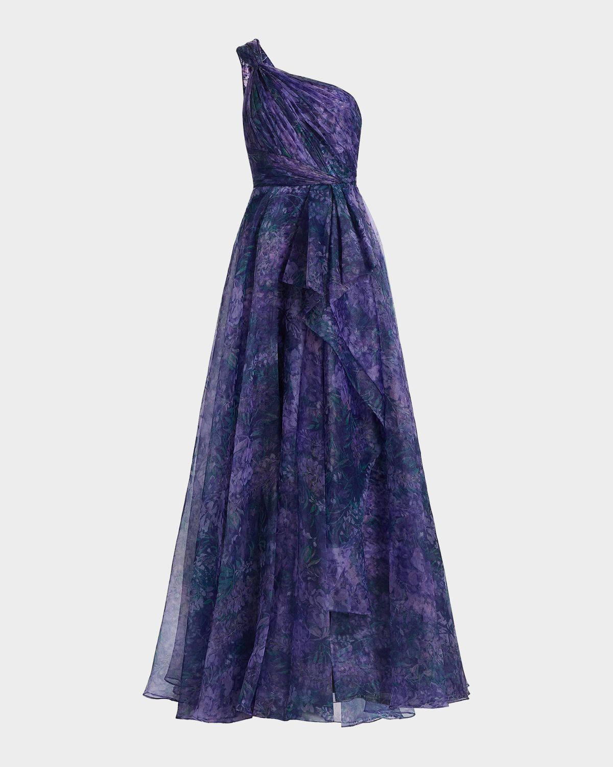 Theia Orania Organza One-Shoulder Gown