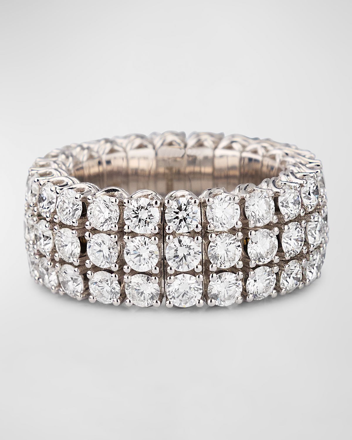 Picchiotti 18K White Gold Xpandable 3-Row Diamond Ring, Size 6.5-12.25