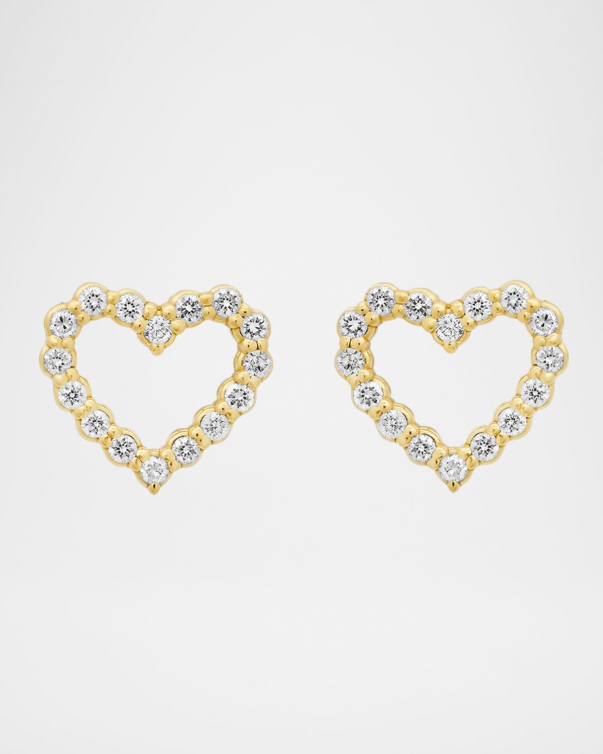 Jennifer Meyer 18K Diamond Open Heart Stud Earrings