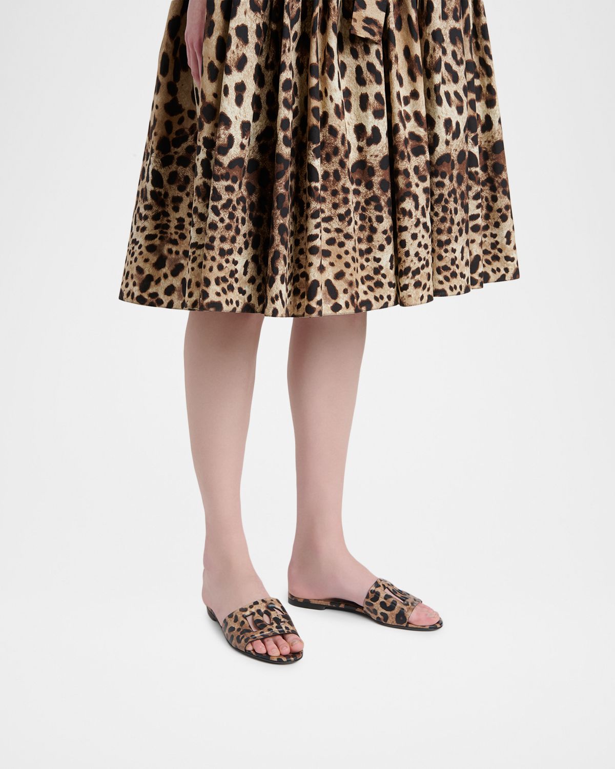 Dolce & Gabbana DG Cutout Leopard-Printed Leather Slide Sandals | Thumbnail 6