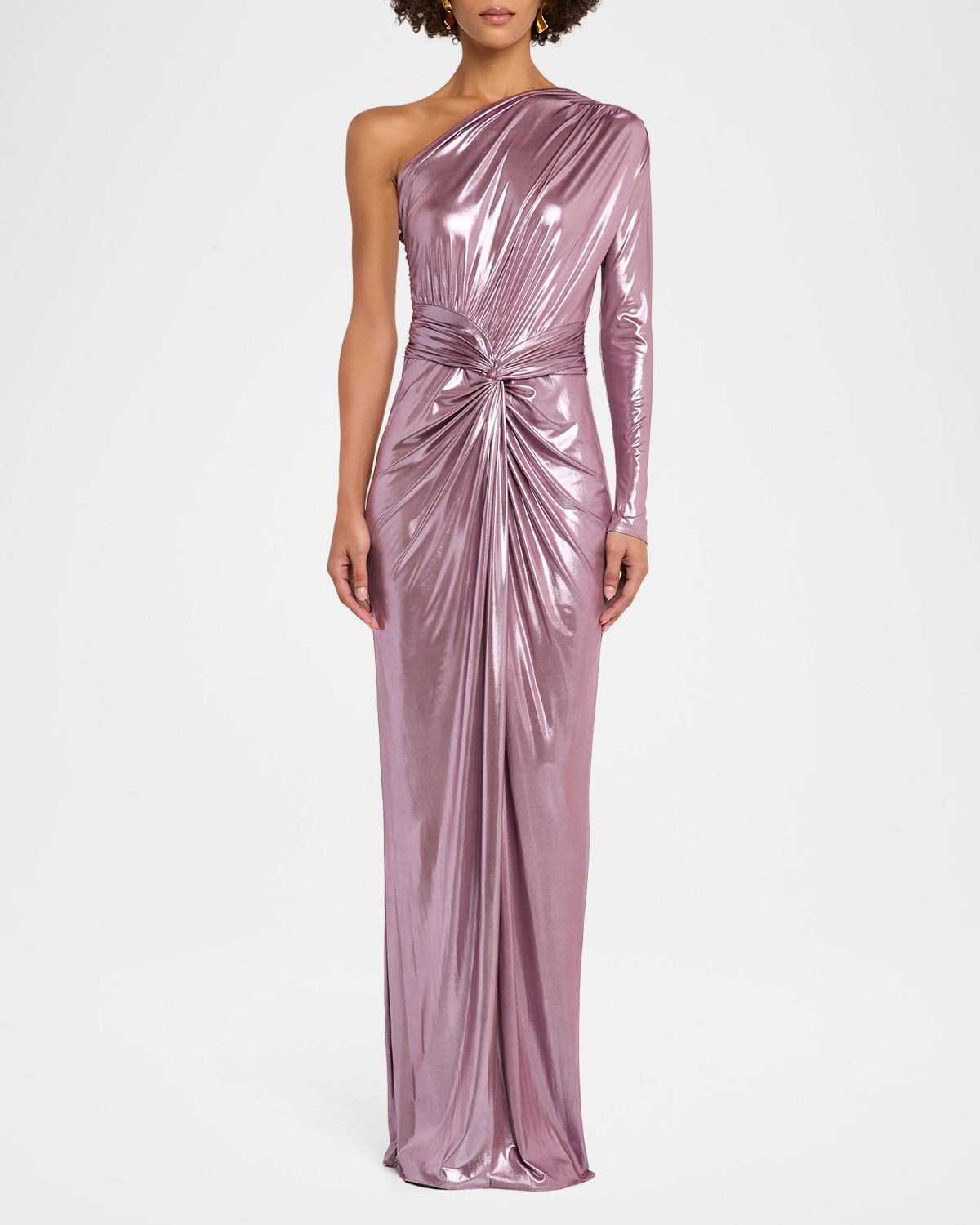 LAPOINTE One-Shoulder Twisted Metallic Coated Jersey Maxi Dress | Thumbnail 2