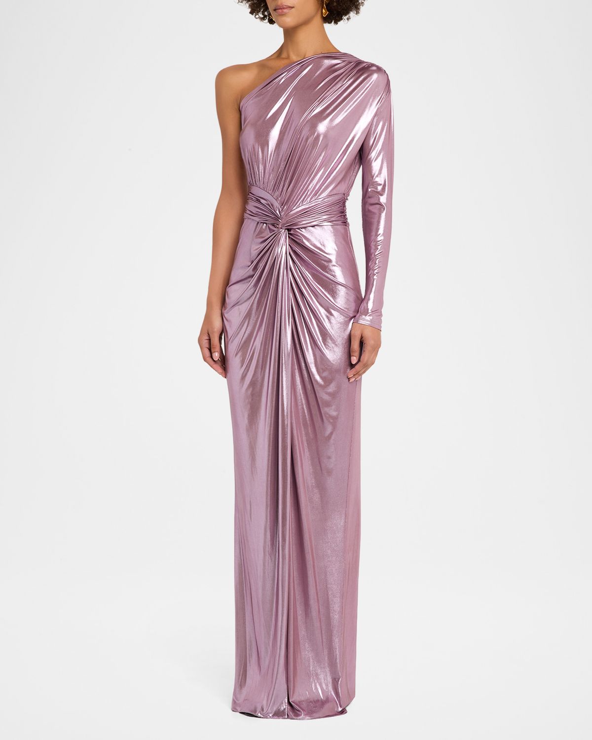LAPOINTE One-Shoulder Twisted Metallic Coated Jersey Maxi Dress | Thumbnail 4