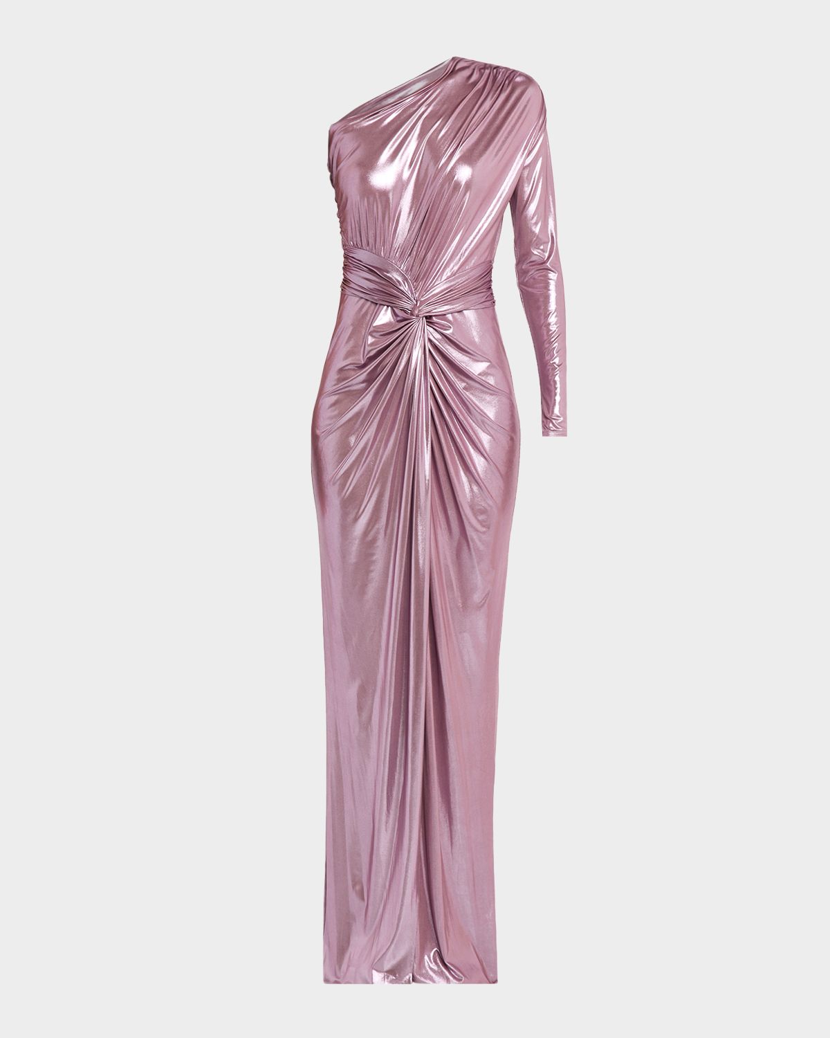 LAPOINTE One-Shoulder Twisted Metallic Coated Jersey Maxi Dress