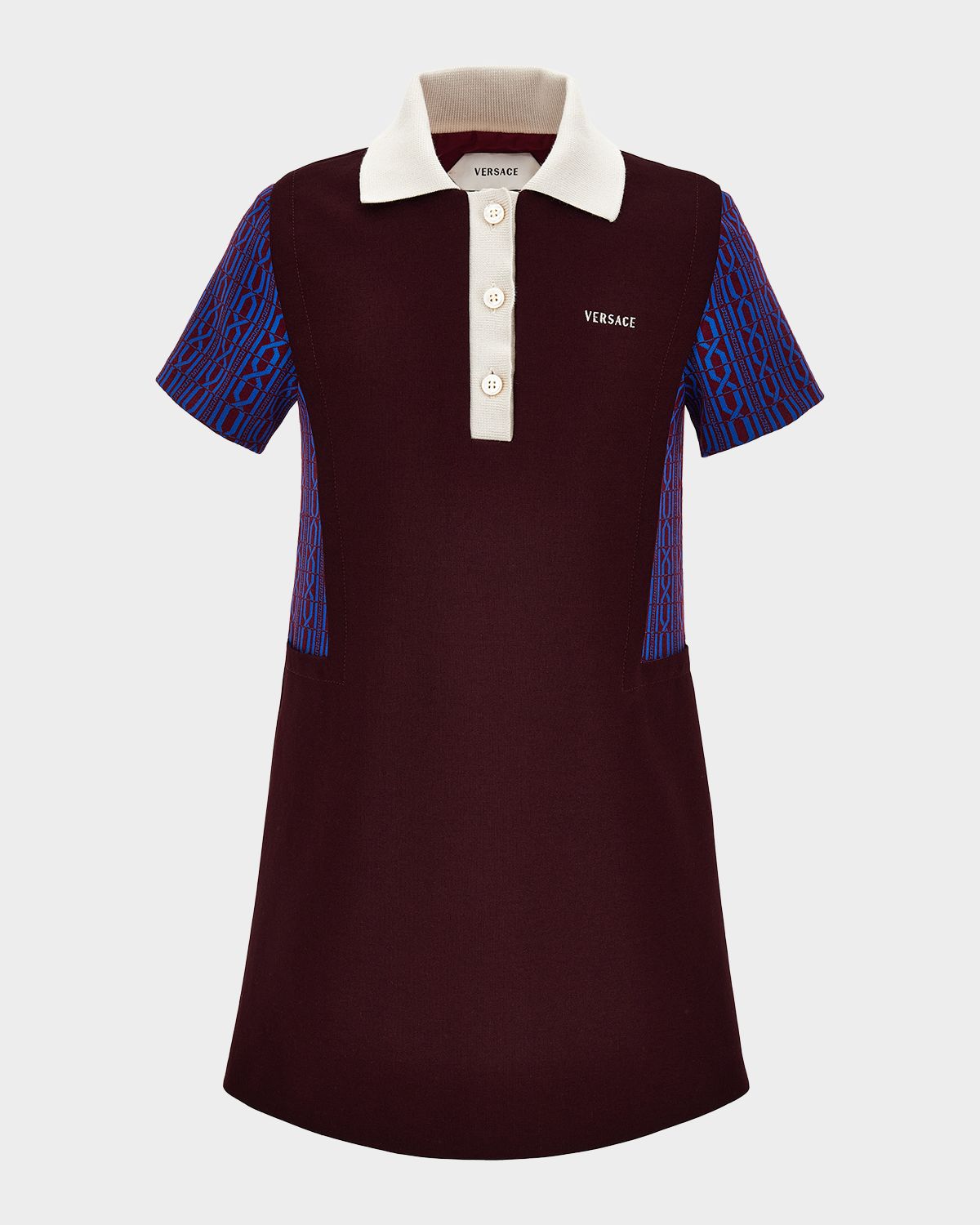 Versace Girl 's Milano Jersey Jacquard Polo Dress, Size 4-14