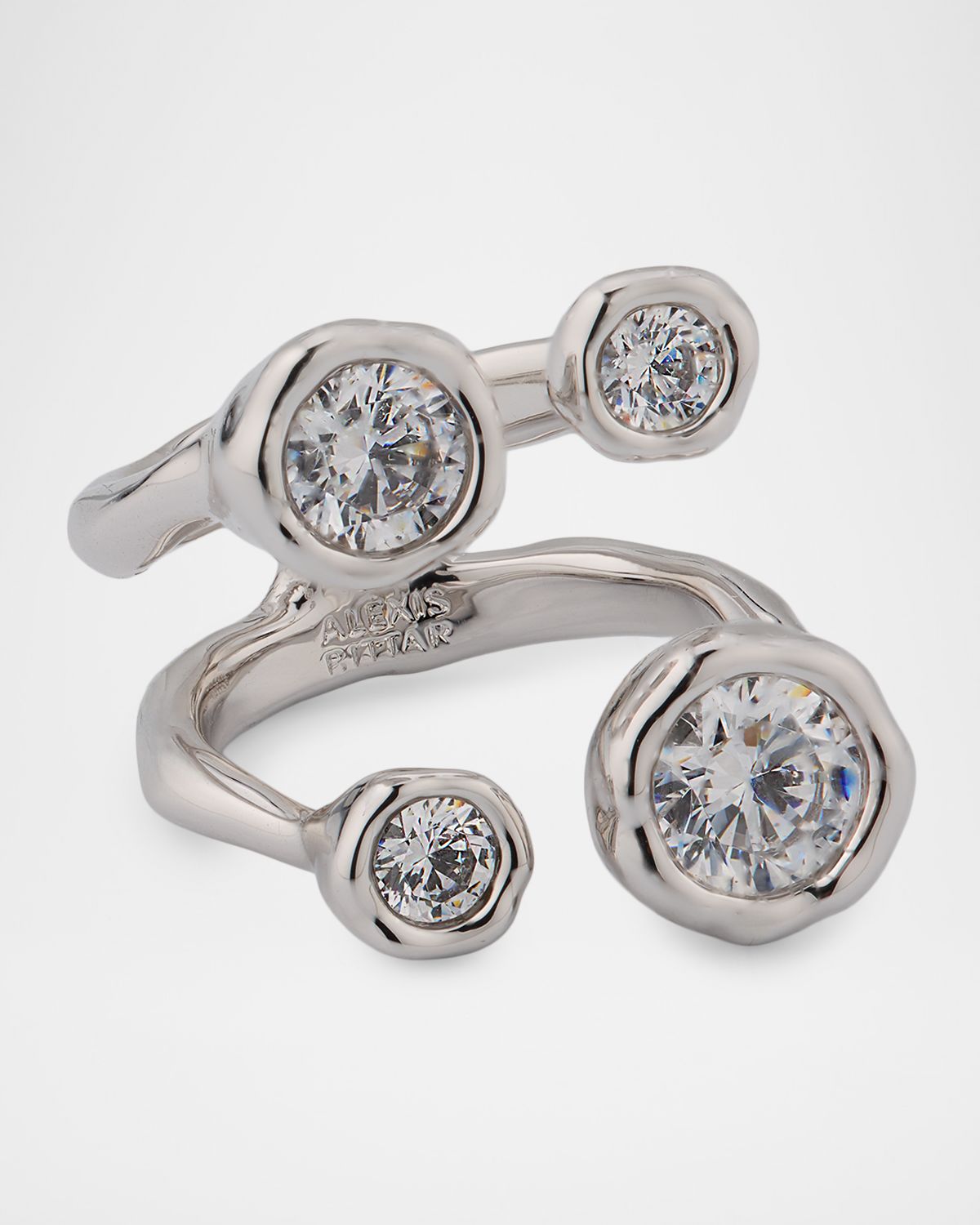 Alexis Bittar Asterales Silver CZ Open Ring, Size 7