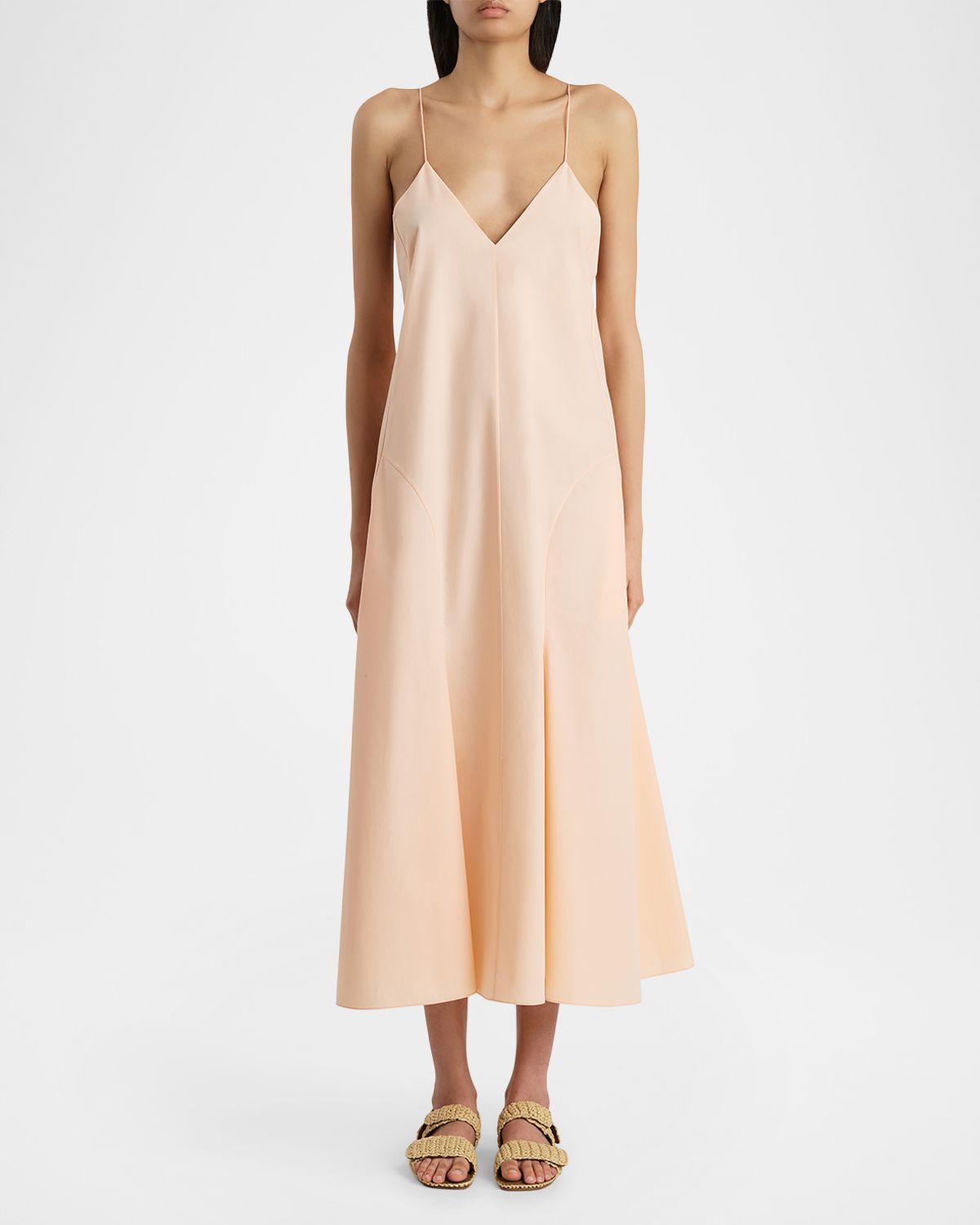 Khaite Iben Sleeveless Cotton Midi Dress