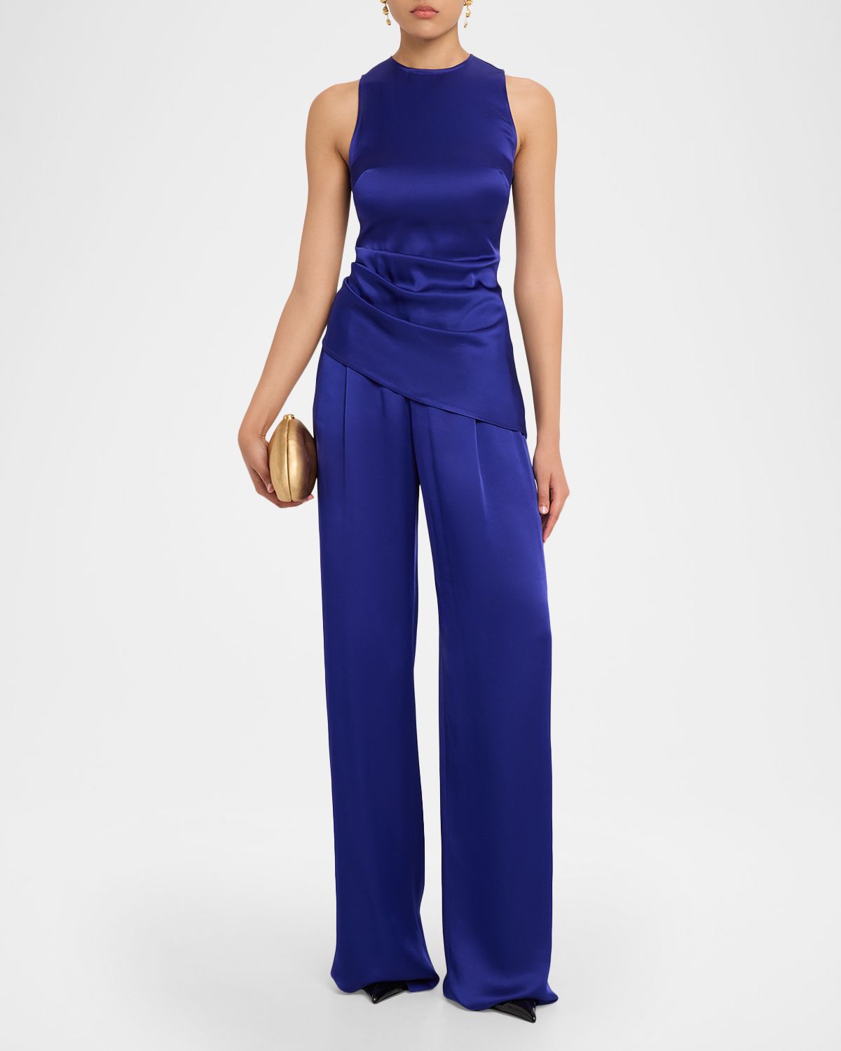 LAPOINTE Pleated Satin Wide-Leg Trousers | Thumbnail 5