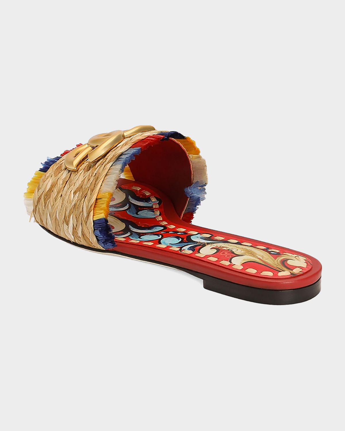 Dolce & Gabbana Braided Raffia DG Slide Sandals | Thumbnail 4