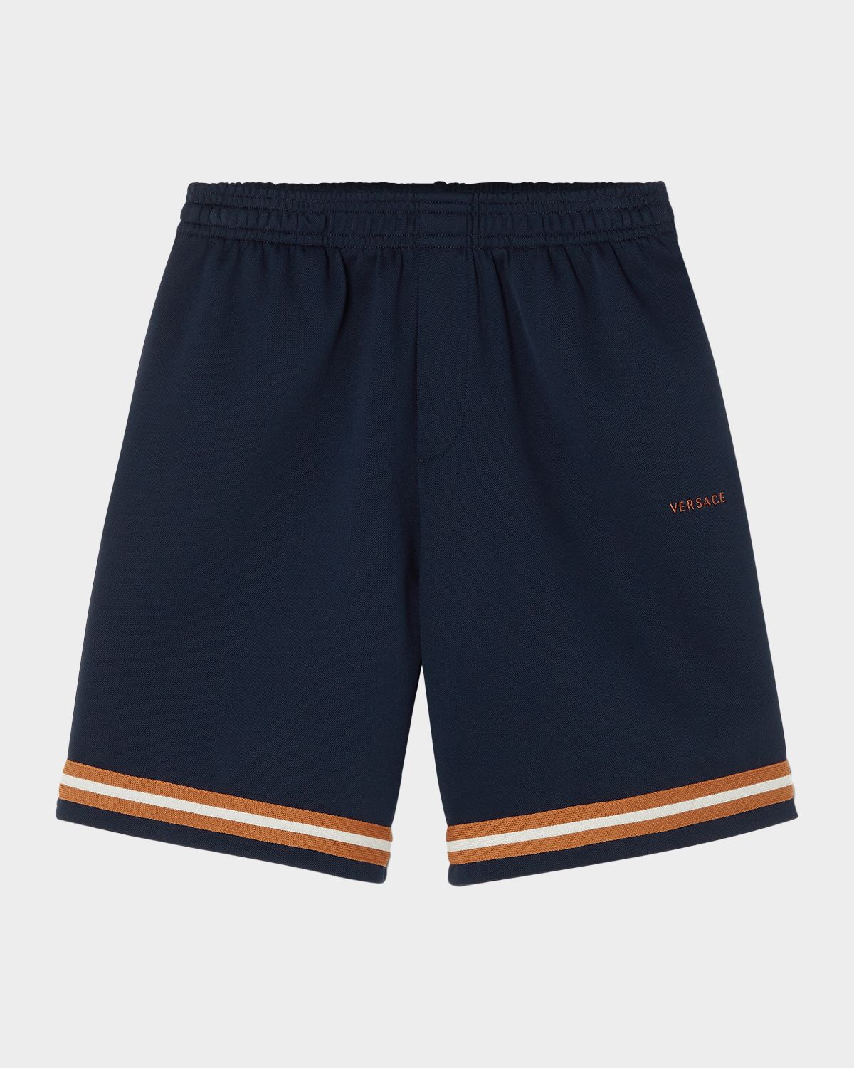 Versace Boy 's Embroidered-Logo Strech Pique Shorts, Size 4-14