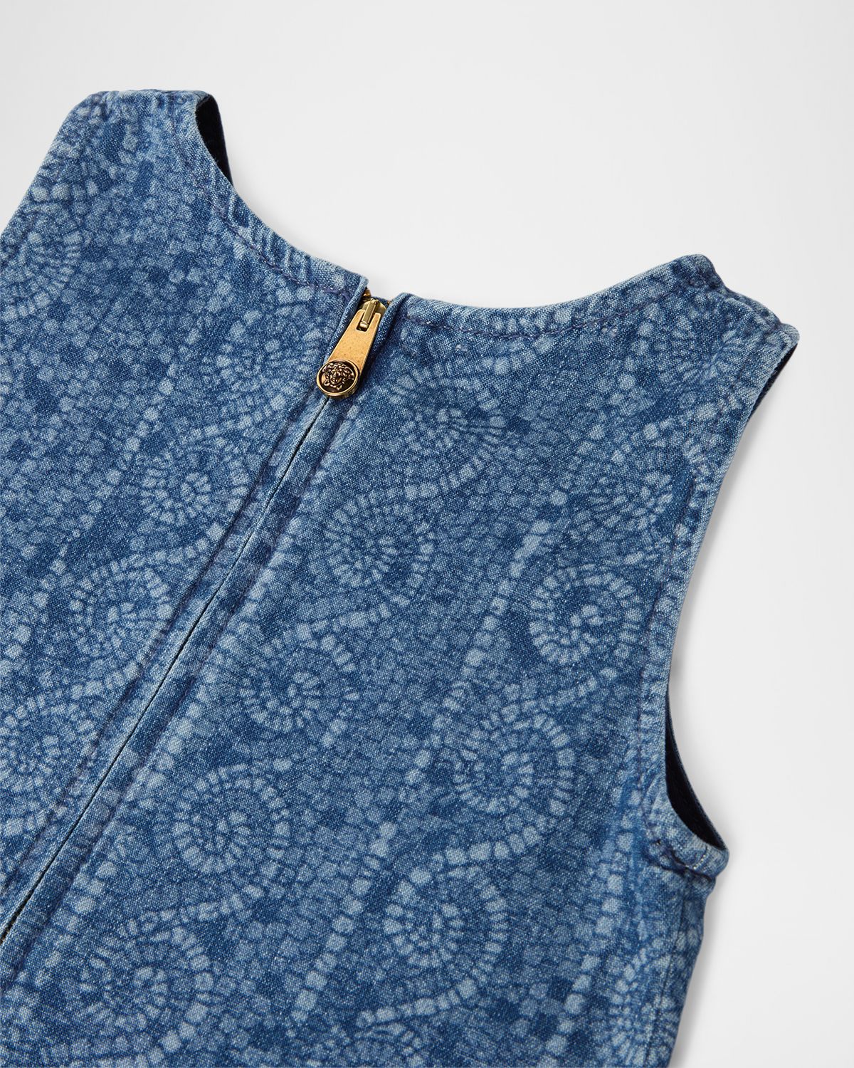 Versace Girl 's Lasered Greca Sleeveless Denim Dress, Size 4- | Thumbnail 3