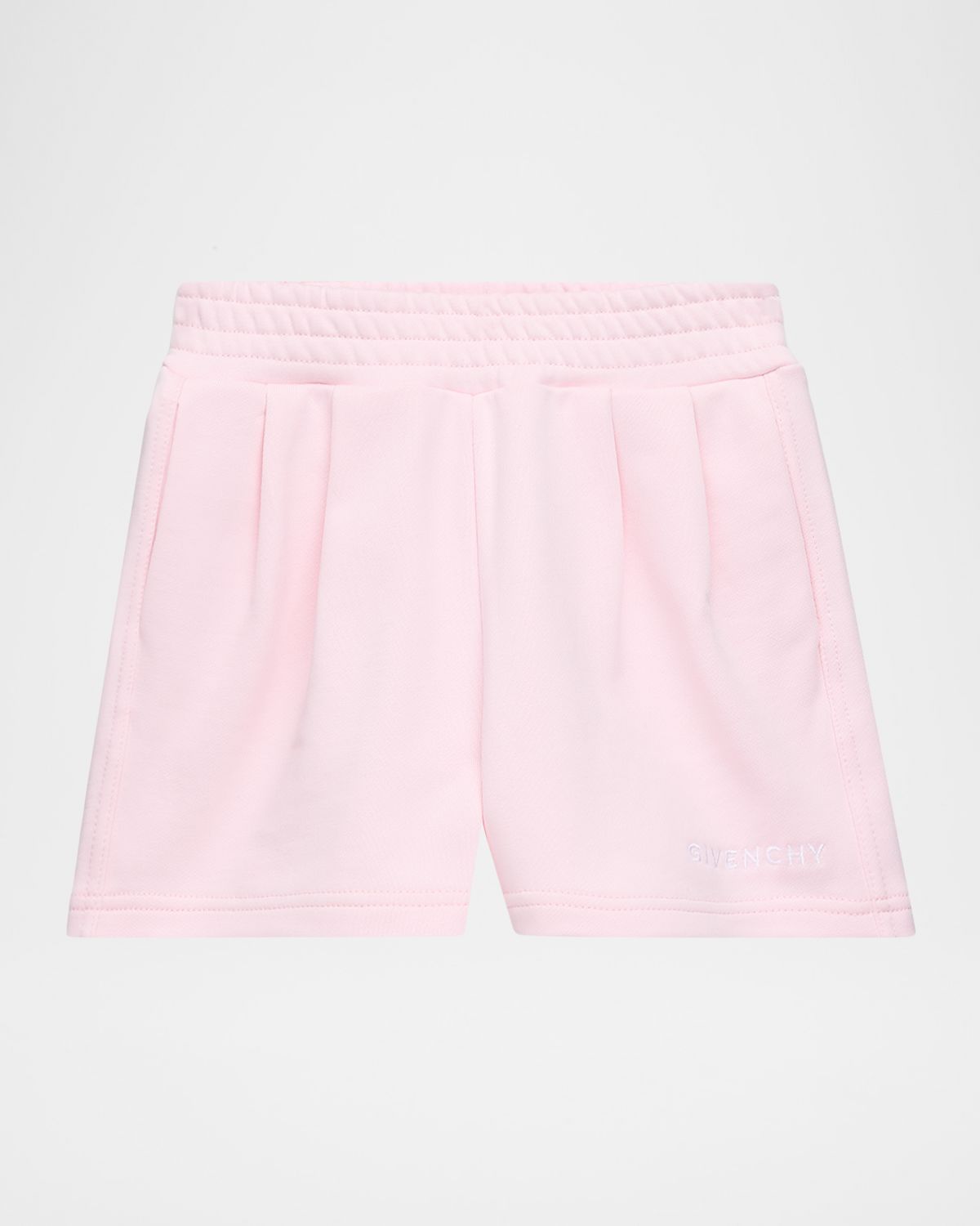Givenchy Girl 's Embroidered Logo Pleated Cotton Shorts, Size 8-14