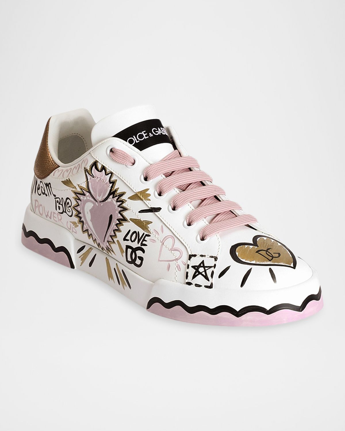 Dolce & Gabbana Portofino Doodle Leather Low-Top Sneakers | Thumbnail 3