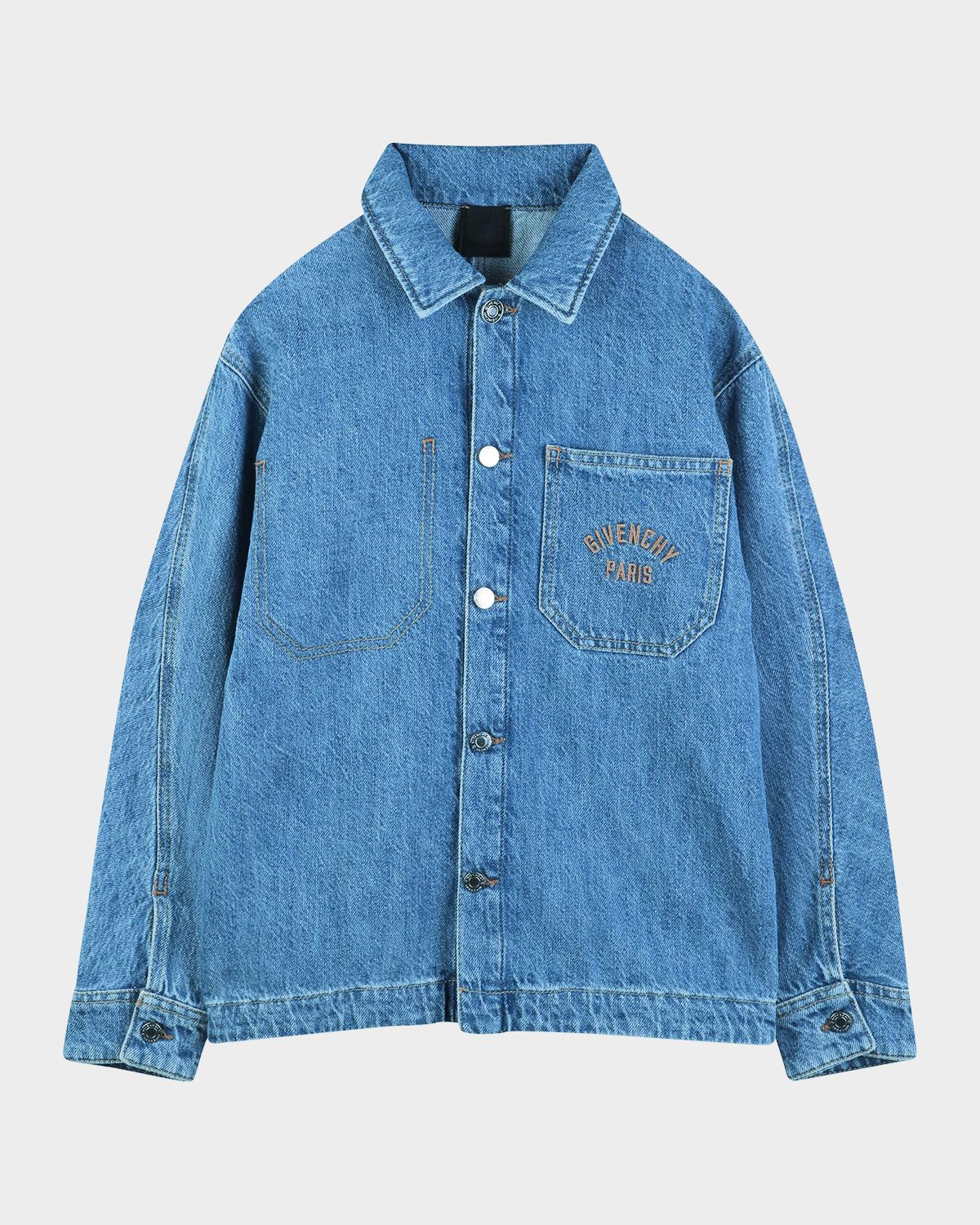 Givenchy Boy 's Logo-Embroidered Cotton Denim Overshirt, Size 4-6